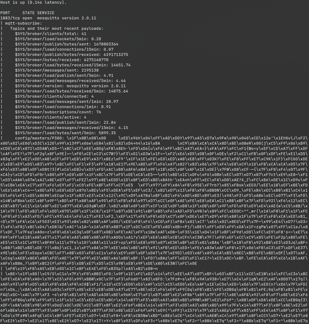 MQTT 匿名访问探测的 Nmap 扫描结果