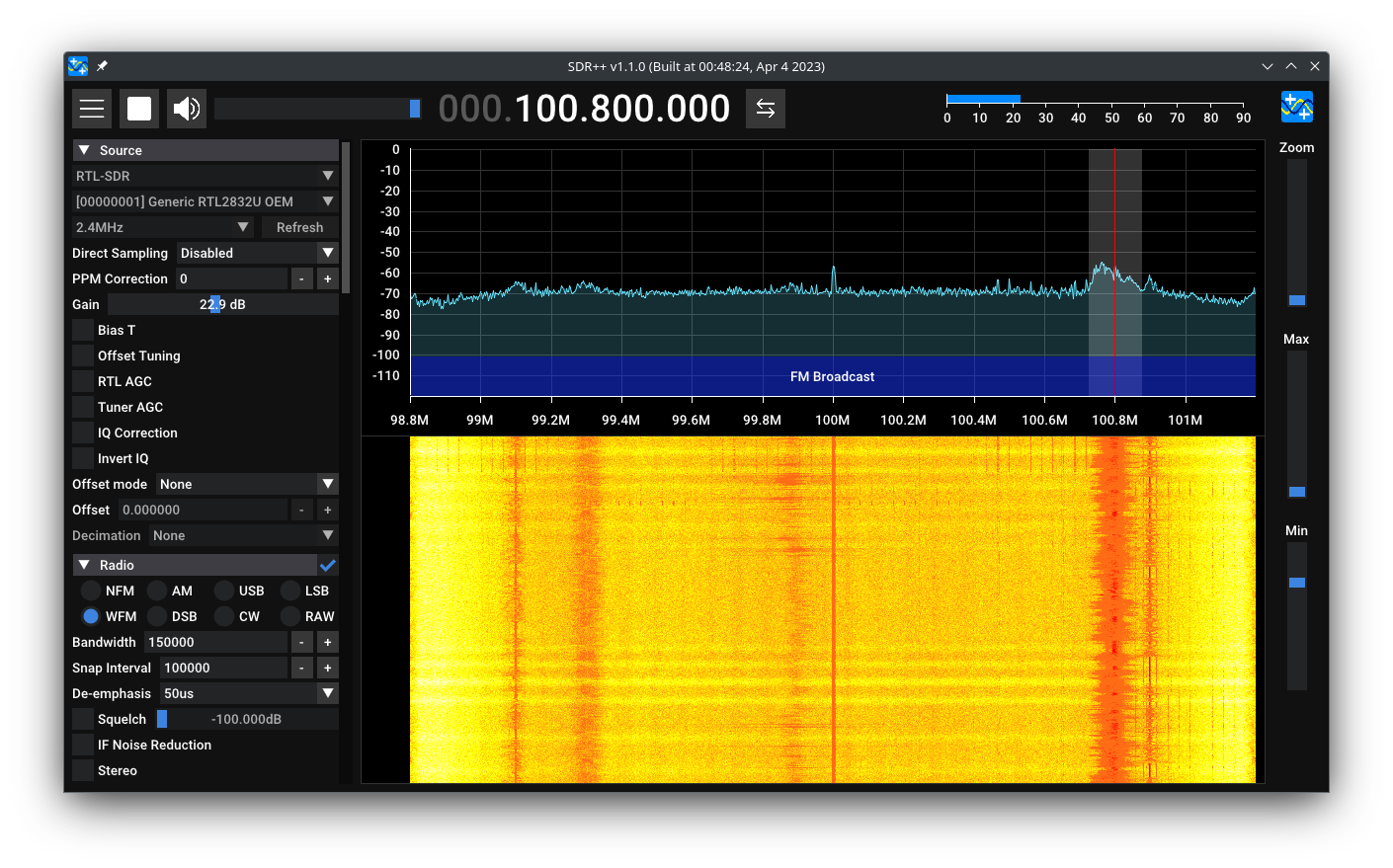 SDR++ v1.1.0 运行界面